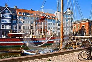 Copenhagen, Nyhavn harbor famous touristic landmark