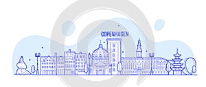 Copenhagen skyline Denmark vector city buildings