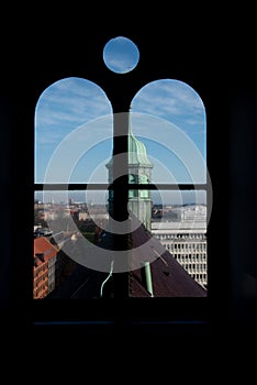 Copenhagen from a window in Round Tower