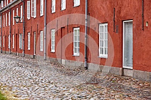 Copenhaguen traditional antique building facade . Kastellet fortress. Denmark
