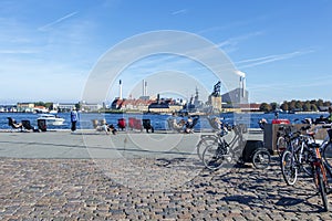 Copenhill modern waste treatment factory, combined heat and power waste to energy plant in Copenhagen, Denmark