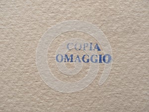 Copia omaggio translation Complimentary copy stamp photo