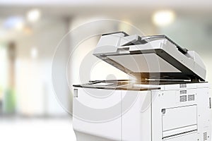 Copier or photocopier or photocopy machine office equipment workplace for scanner or scanning document or printer for printing