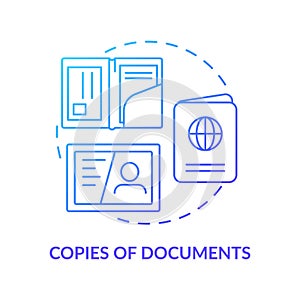 Copies of documents blue gradient concept icon