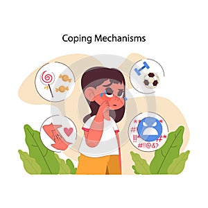 Coping mechanisms concept. Flat vector illustration.