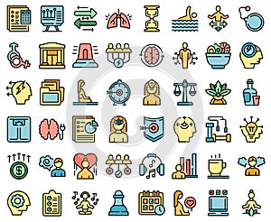 Coping skills icons set vector flat