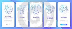 Coping with teenagers blue gradient onboarding mobile app screen