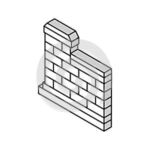 coping wall building house isometric icon vector illustration