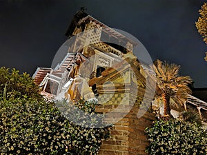 Coppede unusual style architechture district in roma buildings at night art nouveau liberty