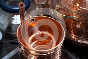 Copper accessories for distillation.