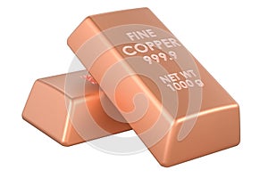 Copper Bars, 3D rendering