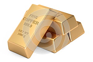 Copper bars, 3D rendering