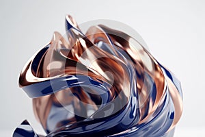 Copper and Blue Waves: Modern Minimalist 3D Render Desig