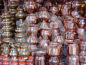 Copper and brass vessels in indian market