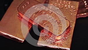 Copper bullion bars make money and wealth from precious metal