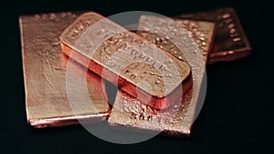Copper bullion bars for money wealth or precious metal