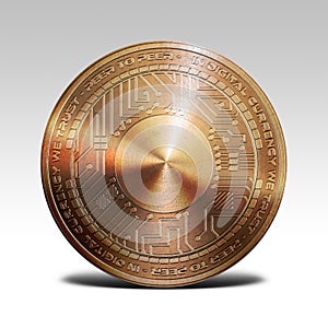 Copper byteball coin isolated on white background 3d rendering
