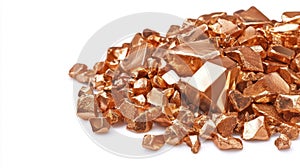 Copper chunks isolated on white background
