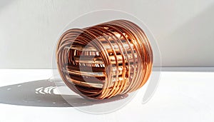 Copper Coil Wire on White Surface