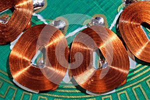 Copper coils on printer circuit board closeup
