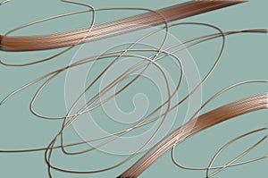 Copper colored embossed lines on green vintage background