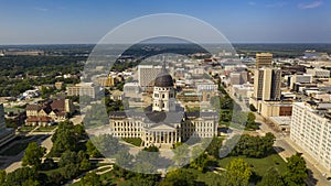 Aerial View Mid Day at the State Capital Building in Topeka Kansas USA photo