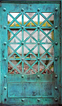Copper door with patina