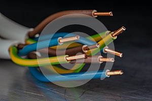 Copper electric power cables wire used in electrical installation