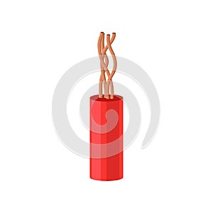 Copper electrical cable in red insulation vector Illustration on a white background