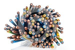 Copper electrical cable wire close-up