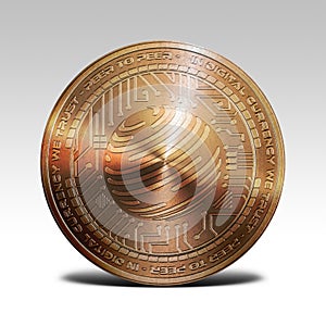 Copper factom coin isolated on white background 3d rendering