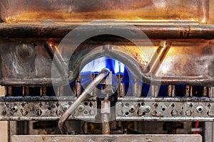 Copper gas boiler. Nozzle and fire gas boiler