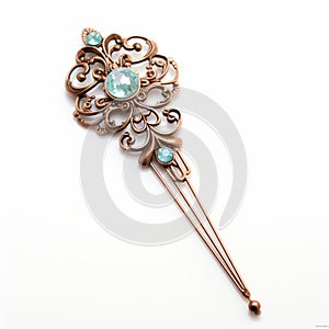 Copper Hair Pin With Blue Pewter Crystals - Inspired By Sultana