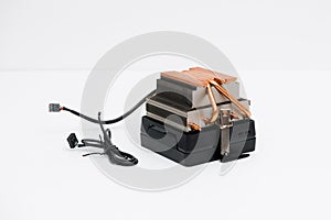 Copper heat sink or heat pipe, computer processor cooler with radiator