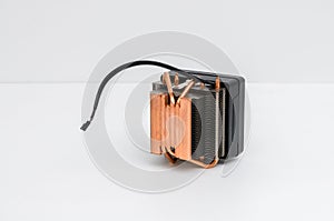 Copper heat sink or heat pipe, computer processor cooler with radiator