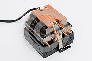 Copper heat sink or heat pipe, computer processor cooler with radiator