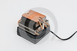 Copper heat sink or heat pipe, computer processor cooler with radiator
