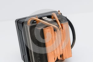 Copper heat sink or heat pipe, computer processor cooler with radiator