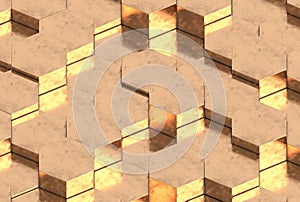 Copper Hexagon Background Texture. 3d render