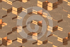 Copper Hexagon Background Texture. 3d render