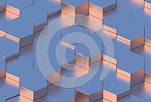 Copper Hexagon Background Texture. 3d render