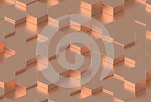 Copper Hexagon Background Texture. 3d render