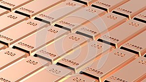 Copper ingots background.