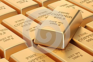 Copper ingots background, 3D