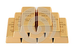 Copper ingots, 3D rendering