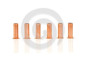 Copper Inserts Plumbing Parts in a Line