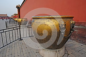 Copper and iron vats in the forbidden city