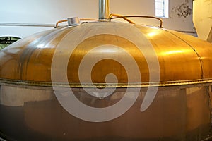 Copper mash tun in a whisky distillery