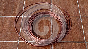 Copper  metal background texture. Copper wire