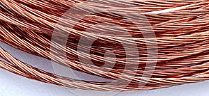 Copper  metal background texture. Copper wire